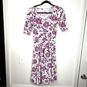 LuLaRoe Nicole Dress Floral Print Knee length short sleeve womens size XS
